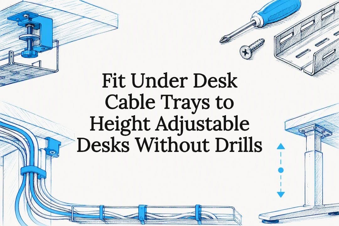 Fit Under Desk Cable Trays to Height Adjustable Desks Without Drills